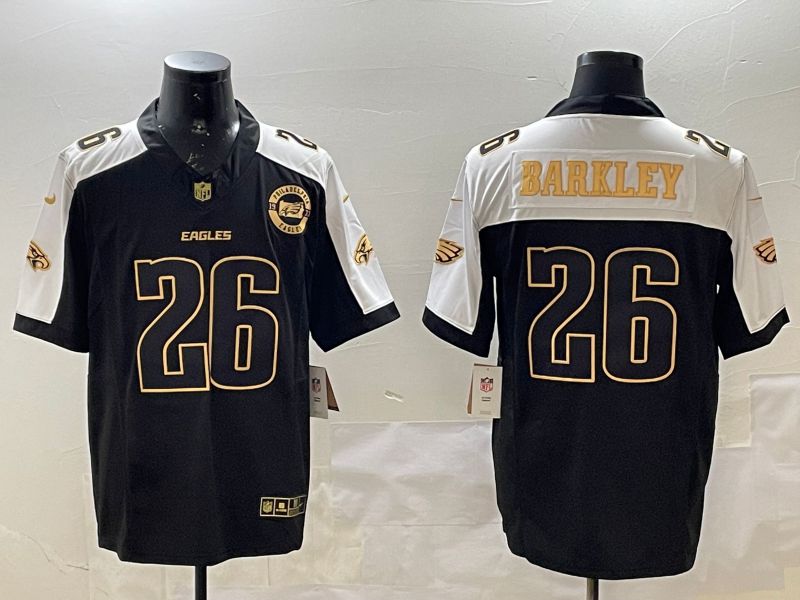 Men Philadelphia Eagles #26 Barkley Black Thanksgiving three generations 2025 Nike Vapor Limited NFL Jersey style 1